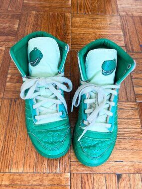 Kids Adidas Toy Story Sneakers Green Dino High Top Size 1.5 Youth